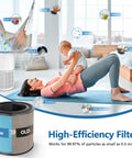 Mother playing with baby near air purifier illustrating Replacement Filters For Air Purifier AP0601 4 In 1 Main Filter With High Efficiency Activated Carbon AP0601 RF Compatible 4 Pack Great For Cleaner Air At Home Or Office And Easy Swap.