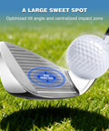 Single 7 Iron Golf Club For Men Right Handed Forgiving Design With Graphite Shaft, showing sweet spot and golf ball impact.