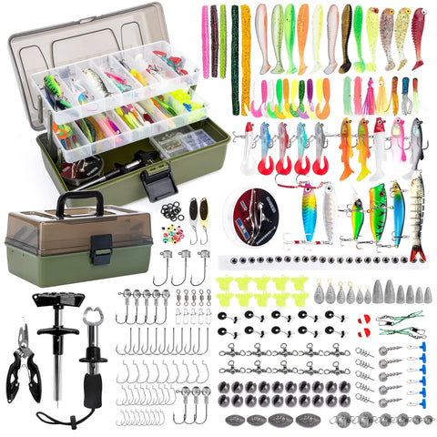 Three Layer Tackle Box With 475 Piece Lure Kit Included Crankbaits Weights Hooks And Accessories For Fishing Enthusiasts A Dope Premium Durable Gear