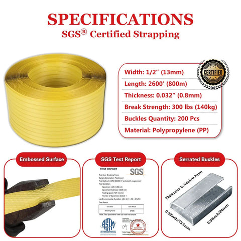 Badass Heavy Duty Poly Strapping Banding Kit With Ratchet Tensioner Hand Sealer Steel Seals And 2600 Foot Polypropylene Roll For Secure Crate Wrapping