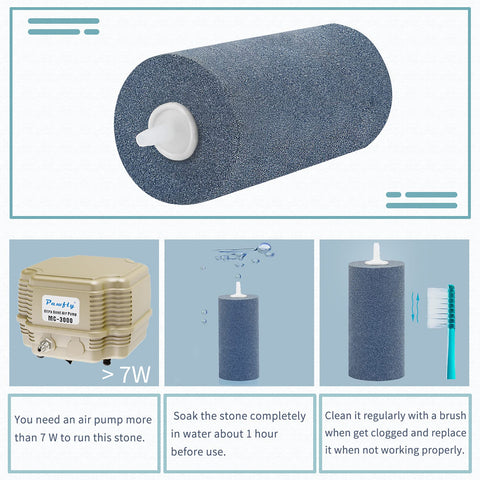 4 Inch Air Stone Cylinder For Larger Pumps Bubble Diffuser Release Tool For Buckets Fish Tanks Outdoor Garden Ponds And DWC Reservoirs 4 Pack Oxygenate Your Tank With Dense Micro Holes with instructions and air pump