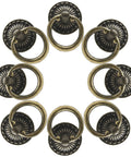 12 Pieces Antique Bronze Drawer Ring Pulls With Flower Pattern, 1.38 Inch Diameter, Includes 12 Screws, Zinc Alloy Vintage Cabinet Hardware