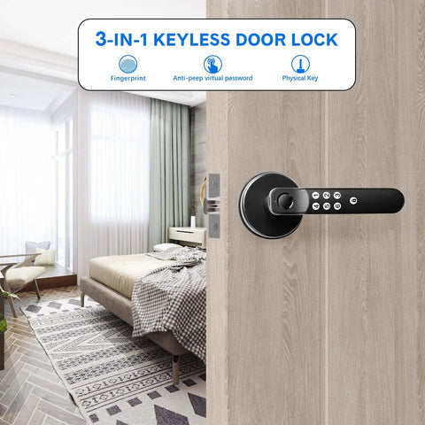 Keyless Fingerprint Door Lock With Silicone Keypad And Biometric Access For Home, Apartment, Office on bedroom door