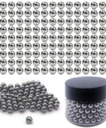 Top Notch Solid Steel Bearing Balls Quarter Inch 6.35mm G25 Precision Rounds in a pack with shiny steel finish.