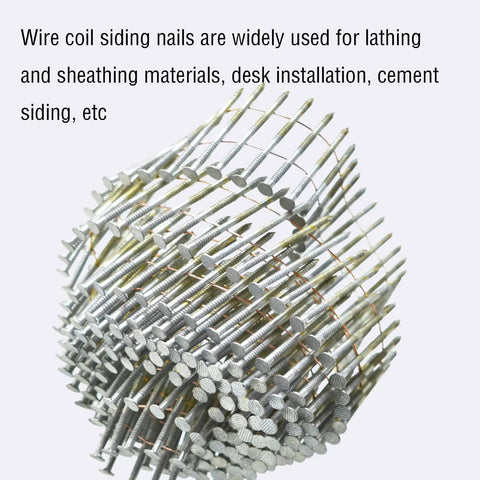 Built Tough Pro Grade Wire Coil Siding Nails 2-1/4 X 0.092 Ring Shank 15 Degree Full Round Head 3600 Count Hot Dipped Galvanized