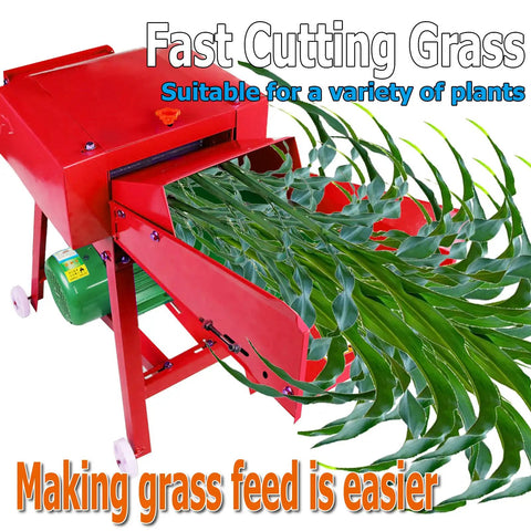 Electric Hay Cutter Machine For Farm 800 Kilograms Per Hour Workhorse Cutter With Automatic Conveyor Feeding And Variable Speed Gear 110V 60Hz Miniature Circuit Breaker Cuts Corn Straw Grass Wheat Straw Chaff