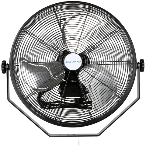Front view of Beast Airflow Industrial Wall Mount Fan 4600 CFM 20 Inch High Velocity Sealed Motor 3 Speed Heavy Duty Metal Construction