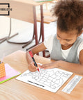 Child using United States Map Dry Erase Whiteboard for Classroom 11x14 Kid Friendly Travel USA Learning Tool, Geography Practice