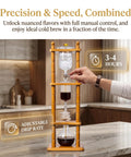 720 Milliliter Cold Brew Coffee Tower With Adjustable Valve Makes Five To Seven Cups Delivers Fast Ice Drip Brewing In Three To Four Hours For Killer Smooth Flavor And Straight Up Cafe Vibes with wooden stand in kitchen