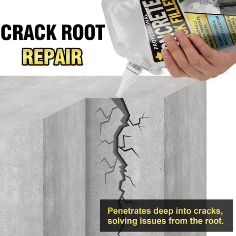 Heavy Duty Self Leveling Concrete Crack Filler With High Elasticity For Driveways, Walkways, And Patios, Waterproof Sealant and Caulking Glue being applied to cracked concrete surface.