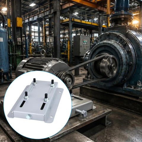 Electric Motor Base Mount Slide Plate For 56 Frame Belt Tension Adjuster With Integrated Roll Tracks in industrial setting.