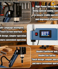 1000 Watt Electric Tapping Machine With Flexible Arm And Touchscreen Cnc Control highlighting servo motor and touchscreen interface.