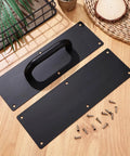 Black Stainless Steel Door Handle Pull Plate For Commercial Doors Push Pull Backplate Durable 304 Stainless with screws on wood table