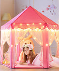Princess Castle Tent For Girls With Star Lights Large Indoor Outdoor Playhouse Private Hideaway For Kids 55 Inch By 53 Inch