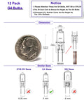 Dimensions and base comparison of G4 12V 20W Halogen Bulbs 12 Pack Bi Pin Base Dimmable 2700K Warm White T3 for lighting.