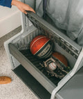 Open Design Storage Locker With Benches And Shoe Cubbies Freestanding Cabinet With Metal Hooks Weather Resistant And UV Protected Organizer showing interior sports storage