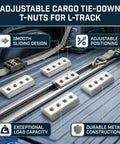 Six Pack M6 L Track T Nuts With Sliding Design for easy insertion and repositioning in truck bed, adjustable cargo tie-downs.