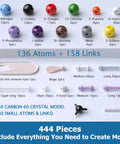 Organic Chemistry Molecular Model Kit 444 Pcs Complete Set with 136 Atoms, 158 Bonds, and 150 Fullerene Units overview
