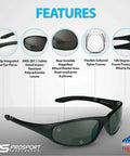 Safety Sunglasses For Men And Women, Work Day Ready Dark Smoke Lenses In Black Frame, Non Prescription Eyewear For Outdoor Jobsites, UV Protection