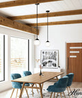 Hepburn 1 Light Brushed Nickel Pendant Light Dimmable Globe Shape Small Sleek Modern Style Fixture in dining room setting