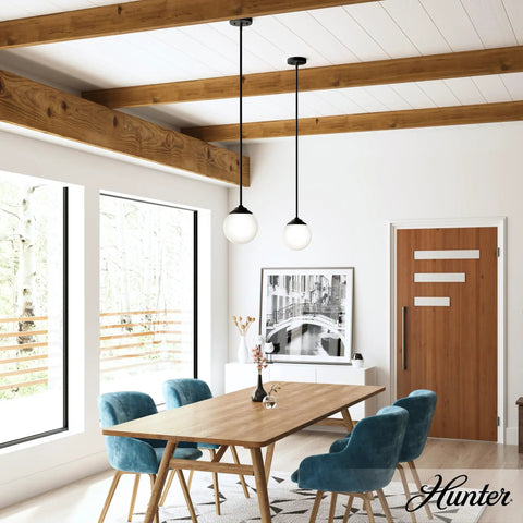 Hepburn 1 Light Brushed Nickel Pendant Light Dimmable Globe Shape Small Sleek Modern Style Fixture in dining room setting