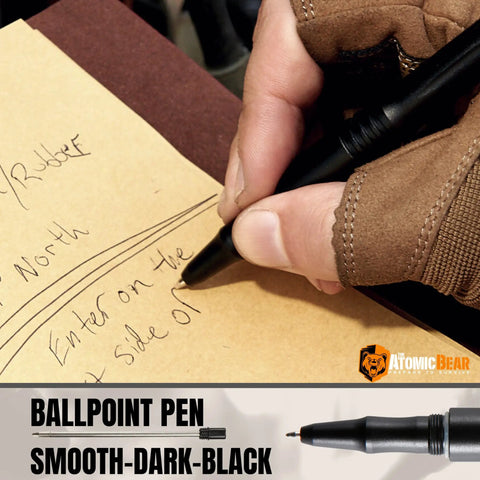 All In One Tactical Pen With Built In Flashlight, Glass Breaker, Bottle Opener, And Multi Tool For Self Defense And Everyday Carry in use