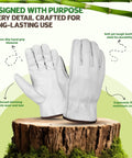 Heavy Duty Cowhide Leather Work Gloves For Men, Driver Gloves For Trucking, Gardening, And Warehouse Work, 1mm Cut Resistant Leather, Elastic Wrist Closure, Large Size