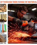 Heavy Duty 10 Inch Dual Bevel Sliding Miter Saw With Bright Led Light And 48 Tooth Blade For Rock Solid Zero Hassle Cuts Up To 45 Degrees With Dual Speed Motor And Roomy Extension Table For No Sweat Weekend Builds Black in action cutting through wood and metal.