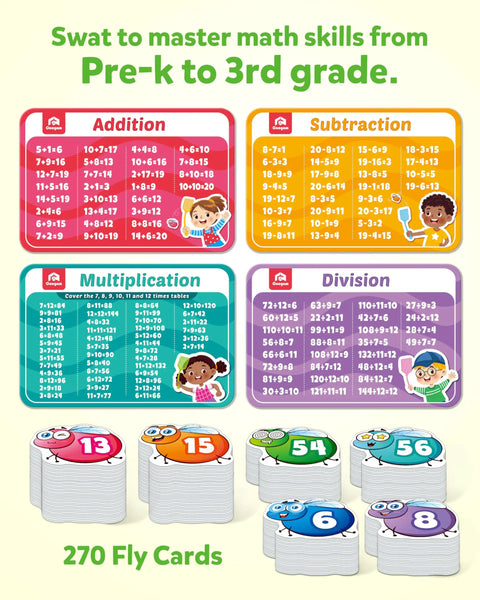 Swat The Fly Cards Math Game Set For Kids Seven Fun Math Games 1st 2nd 3rd Grade Learning Addition Subtraction Multiplication Division