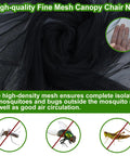 Close-up of black high-density mesh fabric of 63 Inch Mosquito Net Cover For Canopy Chair With Zipper Opening.