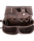 Top view of Top Grain Leather Heavy Duty Tool Belt Pouch Bag For Framers Carpenters Construction Pros Handyman And Electricians