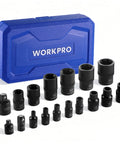Heavy Hitter E Torx Socket Set With Quick Change Adapter Kit 1 4 3 8 1 2 Inch Drive Sizes Pro Grade Cr V Steel Ratchet Tool in blue case.