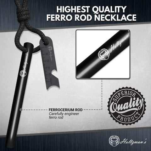 Ferro Rod Fire Starter Kit With Paracord And Scraper, 6 Inch Long, Half Inch Diameter Ferrocerium Rod, G10 Handle