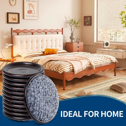 Round 1.625 Inch Inner Diameter Furniture Caster Cups With Felt Pads, 16 Piece Reusable Coasters To Protect Hardwood, Tile Or Carpet From Scratches, Ideal For Small Chairs And Tables, Brown And Gray