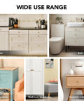 Premium Champagne Bronze Cabinet Knobs And Drawer Pulls 1-1/5 Inch 10 Pack showcased in kitchen, bathroom, bedroom, and living room.