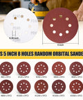 5 Inch 8 Hole Orbital Sander Pad Replacement Kit For DeWalt DW420 DW421 DW422 DW423 DW426 And Makita BO5010 BO5030K BO5031K BO5041