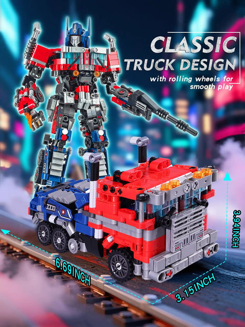 2 In 1 Transform Robot Mech Building Toy Kit For Boys And Adults, Switch Between Battle Ready Robot Warrior And Boss Mode Truck Vehicle, 786 High Quality Bricks For Durable, Creative STEM Play And Epic Battles; 3.94x6.69x3.15 in
