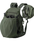 15L Ranger Green Compact Tactical Backpack with MOLLE, detachable helmet mesh, 600D polyester, YKK zippers, built for outdoor use