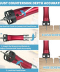 Steps to adjust countersink depth on Pro Grade 10 In 1 Countersink Drill Bit Set With Depth Stop And Chamfer Tool.