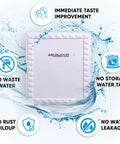 Straight Up Clean Drinking Water With This Slim Tankless Under Counter Filter System Using 5 Stage Filtration To Knock Out Chlorine And Funky Tastes Comes Ready With Chrome Faucet showing no waste water benefits.