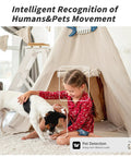 Child with dog detected by Indoor Security Camera Set With 5G And 2.4G WiFi, AI Motion Alerts, inside home tent setup