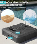 Outdoor Cantilever Umbrella Base With Wheels, Beefy 350 Lb Weighted Stand on patio with sand and water filling for stability