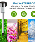 12 Pack Solar Garden Lights Waterproof Path Lights Stainless Steel LED Outdoor Lighting For Walkways in all seasons view