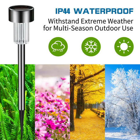 12 Pack Solar Garden Lights Waterproof Path Lights Stainless Steel LED Outdoor Lighting For Walkways in all seasons view