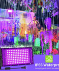 100W LED Black Light Flood Light 2 Pack Totally Lit Ultra Bright UV Glow for Halloween waterproof IP66 outdoor display