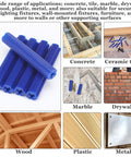 Go To Hardware Package With Two Hundred Expanding Plastic Screw Anchors For Concrete And Drywall Installations Lock Tight Heavy Duty Grip Fits Standard Wall Screws Easy Setup In Blue displaying blue anchors for various surfaces.