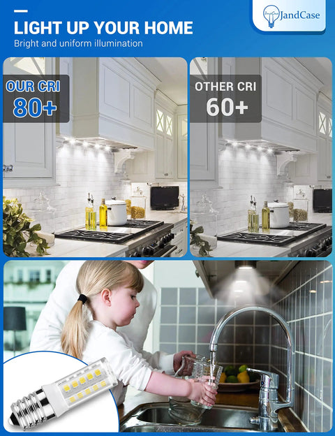 Under Hood LED Bulbs For Microwave And Kitchen Appliances, 4W E17 6000K Daylight White, 40W Equivalent, lighting comparison