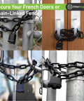 Hardened 8mm Security Chain With Weather Resistant Pad Lock for securing gates and fences, stainless steel heavy duty chain lock.