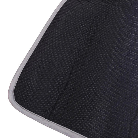 Close-up of Red Plaid Heated Sleeping Bag Pad With Five Heating Zones and USB Power Camp Comfort Liner texture, corner view.