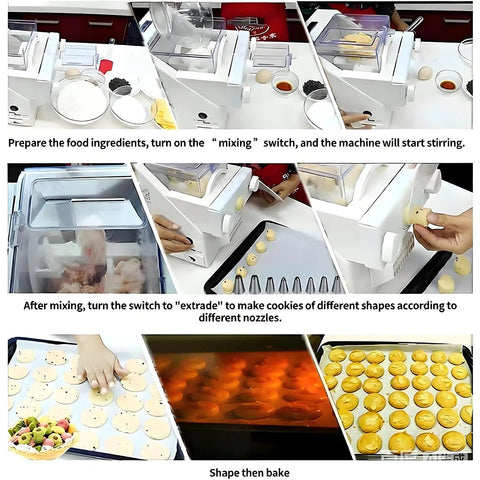 Automatic Cookie Press And Biscuit Maker With 8 Replaceable Nozzles, 180W Electric DIY Baking Machine used for baking cookies